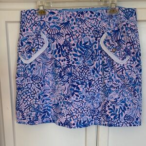 Lilly Pulitzer Luxletic UPF 50+ Blue and Pink Patterned Skort Sz 12